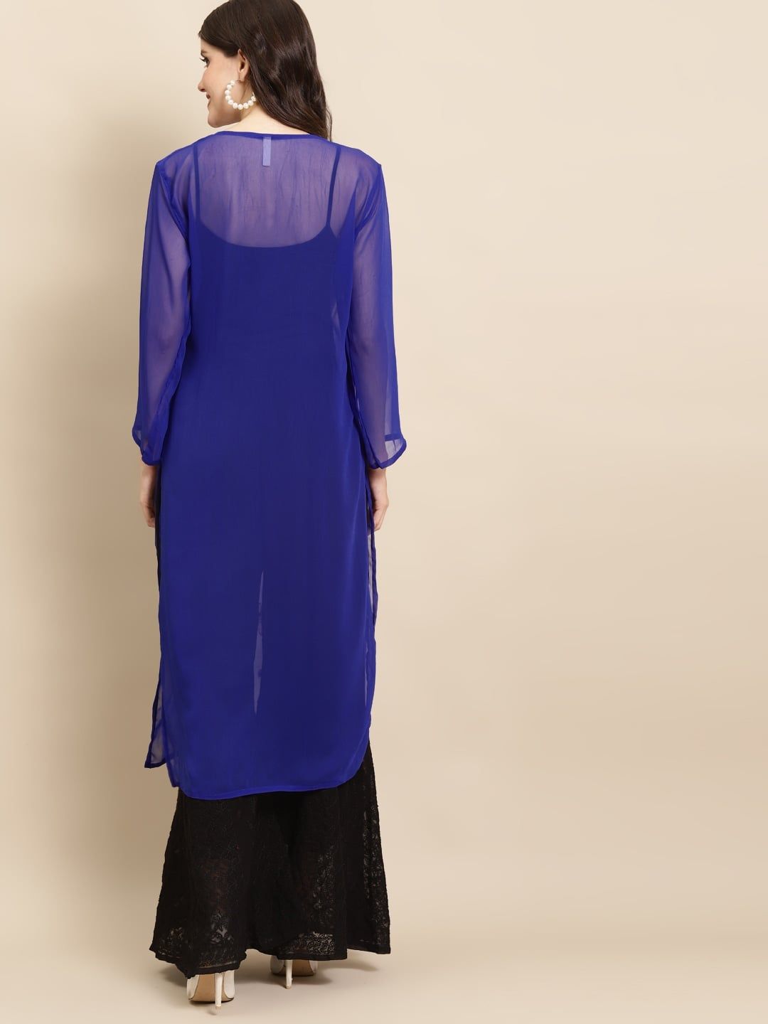 Women Lucknowi Chikankari Straight Georgette Kurta