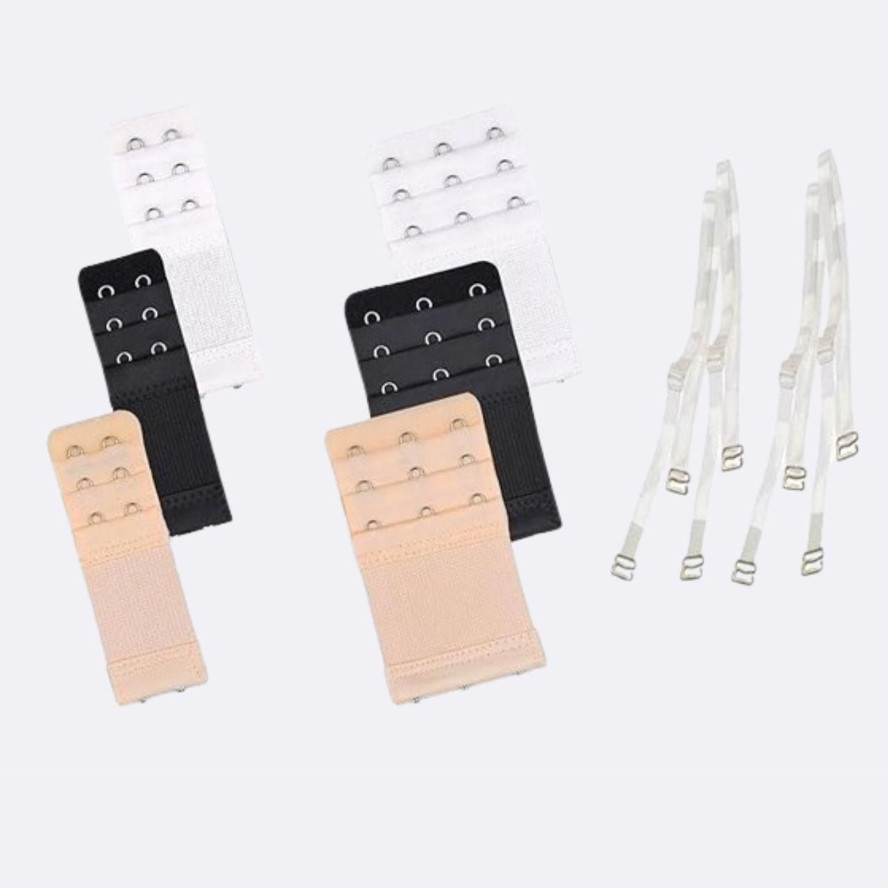 6Pcs Bra Extender Bra Band Hook Strap + 2 Pair Adjustable Transparent Bra Straps For Women
