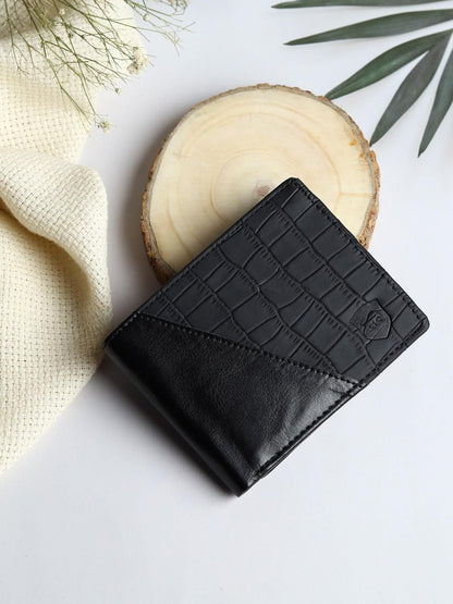 SAMTROH Men Black Artificial Leather Wallet (5 Card Slots)