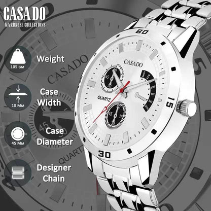 Premium Silver Dummy Chronograph Dial Analog Watch - For Men