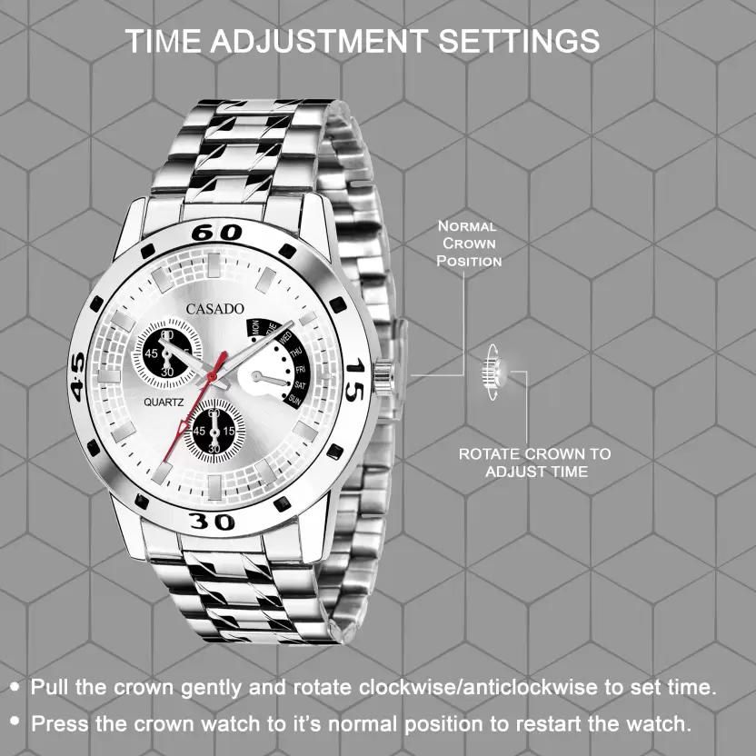Premium Silver Dummy Chronograph Dial Analog Watch - For Men