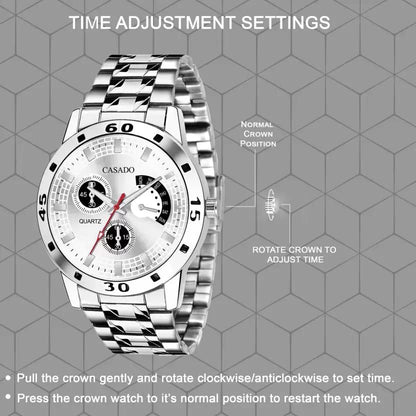 Premium Silver Dummy Chronograph Dial Analog Watch - For Men