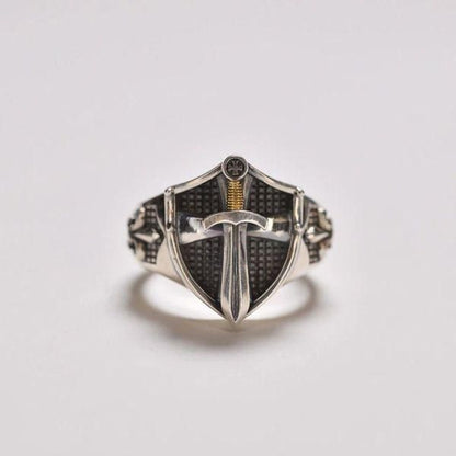 Fashion Frill Stylish King Shield Adjustable Silver Ring For Men