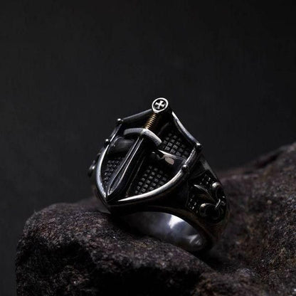 Fashion Frill Stylish King Shield Adjustable Silver Ring For Men