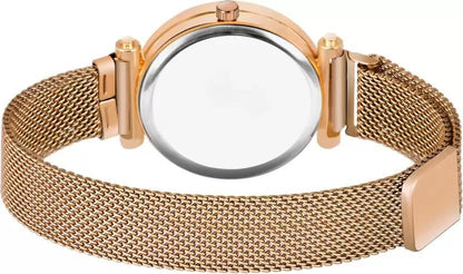 Analog Watch - For Girls Magnetic Strap 12 Diamond Rose Gold
