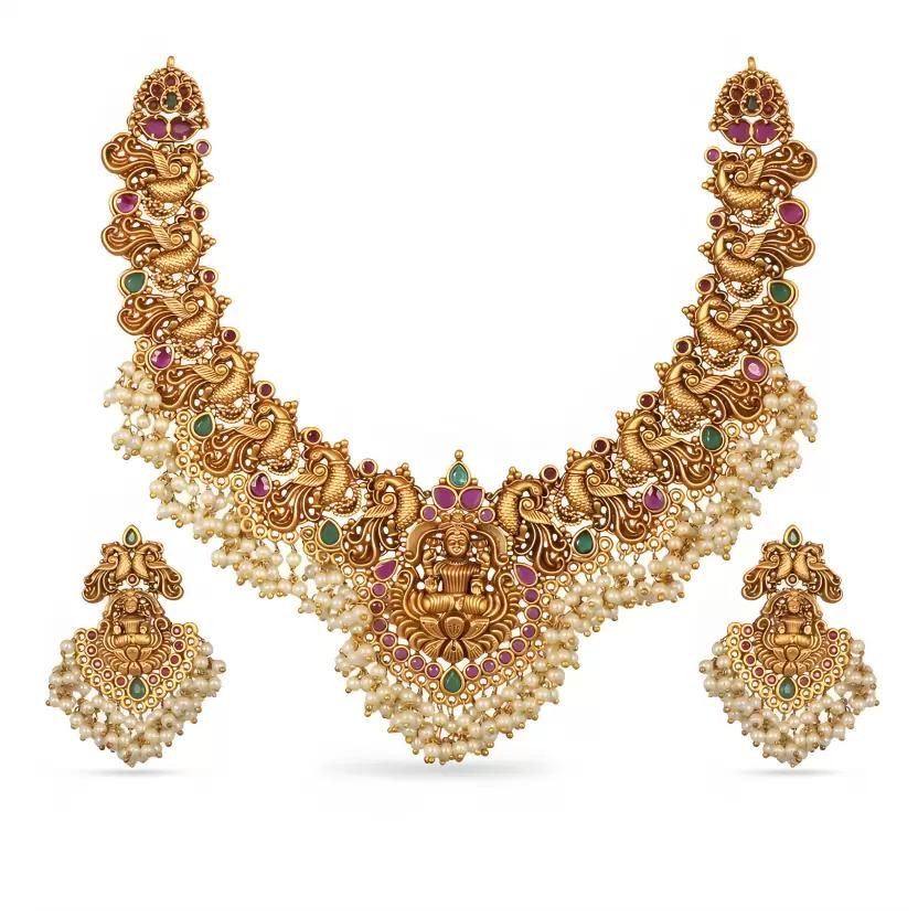 Gold-plated Gold Necklace Jewellery Set (Pack of 1)